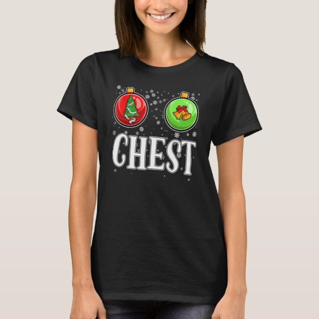 Nuts Brust Weihnachten Sonne Matching Couple Chest T-Shirt (Vorderseite)