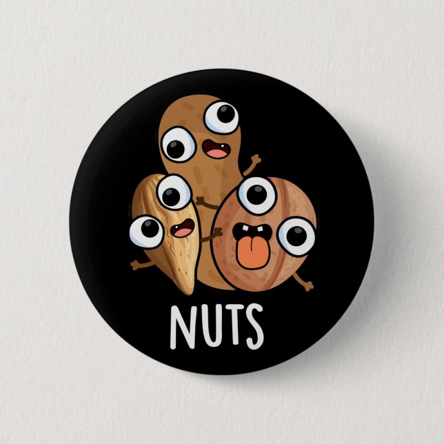 Nuts Funny Nutty Food Puff Dark BG Button (Vorderseite)