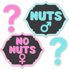 Nuts oder No Nuts Pink|Blue Gender Reveal Aufklebe Aufkleber