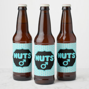 Nuts oder No Nuts Pink Blue Gender Reveal Funny Bierflaschenetikett