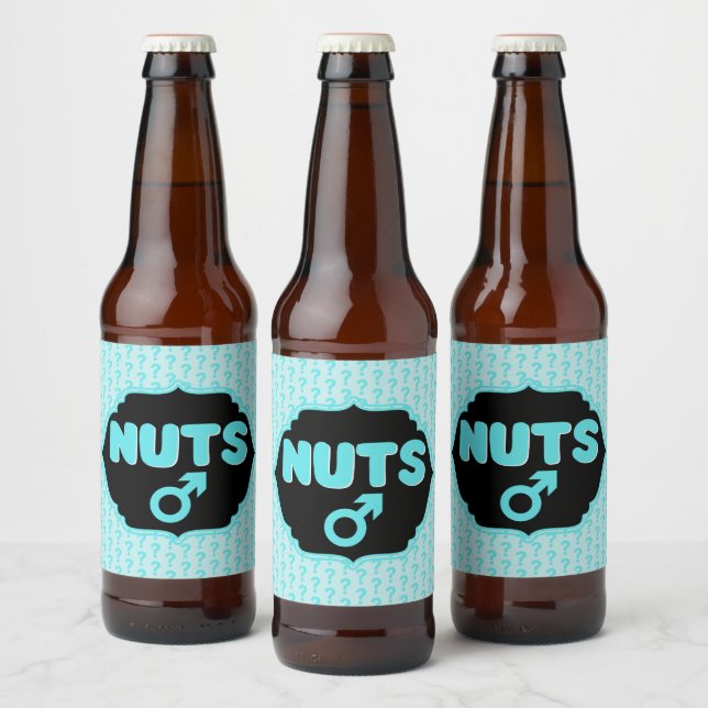 Nuts oder No Nuts Pink|Blue Gender Reveal Funny Bierflaschenetikett (Flaschen)
