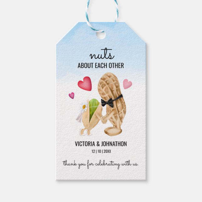 Nuts über einander Danke | Hochzeitsfeier Leckerei Geschenkanhänger (Vorderseite)