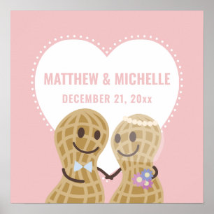 Nuts über einander Elegant Rosa Hochzeit Willkomme Poster