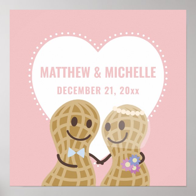 Nuts über einander Elegant Rosa Hochzeit Willkomme Poster (Vorne)