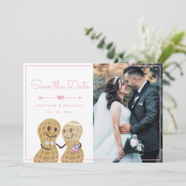 Nuts über einander Paar Foto Save the Date Einladung (Stehend Vorderseite)
