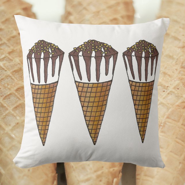 Nutty Buddy Ice Cream Cone Peanuts Schokolade Kissen (Ice cream cone pillow)