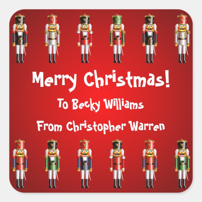 Nutty Nutcracker Toy Soldiers Army Cartoon Quadratischer Aufkleber (Vorderseite)