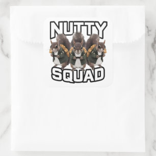 Nutty Squad, Eichhörnchen Snack Squad Quadratischer Aufkleber