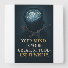 Nutze den Power deines Geistes Quadratische Wanduhr