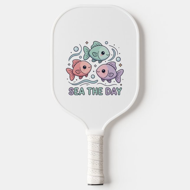 "Nutze den Tag" Farbiger Fisch Strand Paddle Ball (Vorderseite)