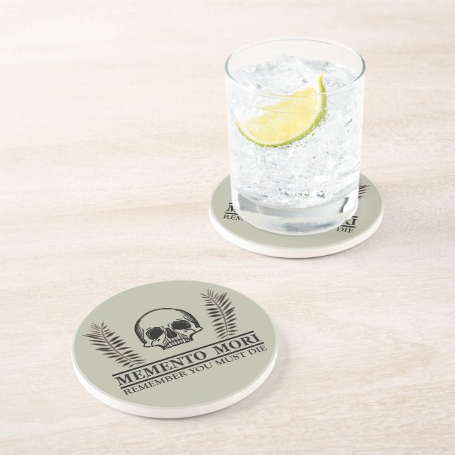 Nutze den Tag Memento Mori Totenkopf Getränkeuntersetzer (Seite)