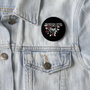 Nutze den Tag - Rote Rosen - Memento Mori Schädel Button