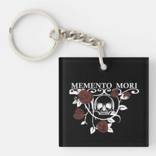 Nutze den Tag - Rote Rosen - Memento Mori Schädel Schlüsselanhänger
