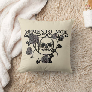 Nutze den Tag - Schwarze Rosen - Memento Mori Schä Kissen