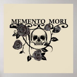 Nutze den Tag - Schwarze Rosen - Memento Mori Schä Poster