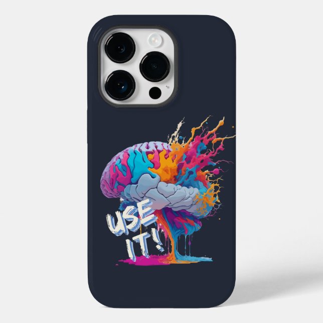 Nutze es - Farbiger Gehirn-Splash Case-Mate iPhone Hülle (Rückseite)