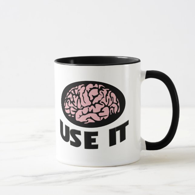"Nutze es"-Tasse – minimalistisches rosa Gehirn-De Tasse (Rechts)