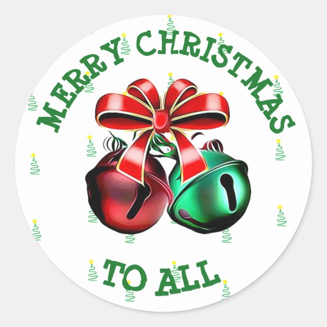 NUTZEN SIE DIE KRISTMAS AUF ALLE Jingle Bells Card Runder Aufkleber (Vorderseite)