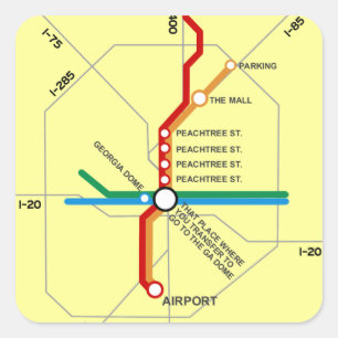 Nützliche Atlanta-U-Bahn-Karte Quadratischer Aufkleber