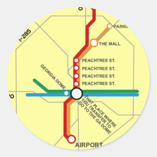 Nützliche Atlanta-U-Bahn-Karte Runder Aufkleber