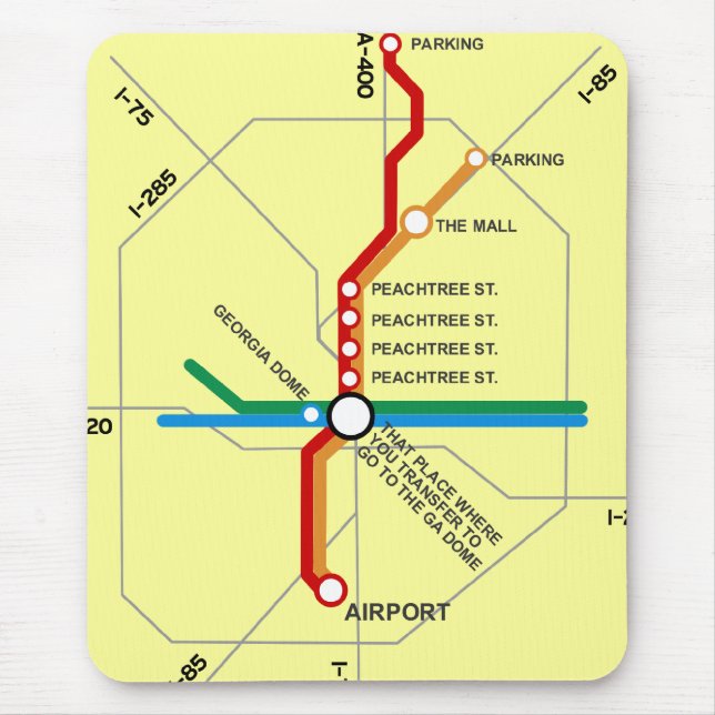 Nützliche Atlanta-Untergrundbahn-Karte Mousepad (Vorne)