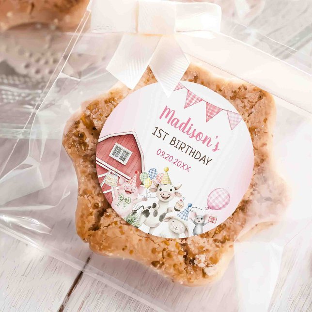 Nutztier-Hof 1. Geburtstag Runder Aufkleber (Von Creator hochgeladen)