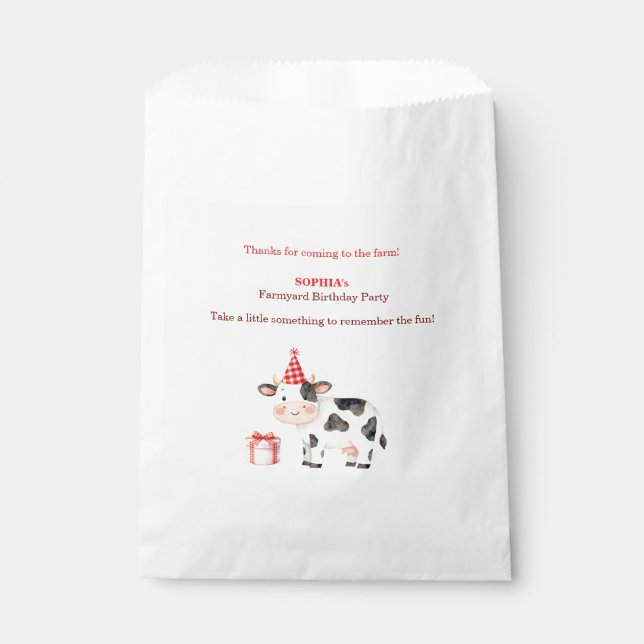 Nutztier Kuh Geburtstags-Geschenktüte | Editierbar Geschenktütchen (Vorderseite)