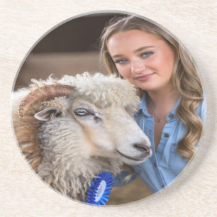 Nutztier-Schau-Schaf-Foto-Anpassung Getränkeuntersetzer