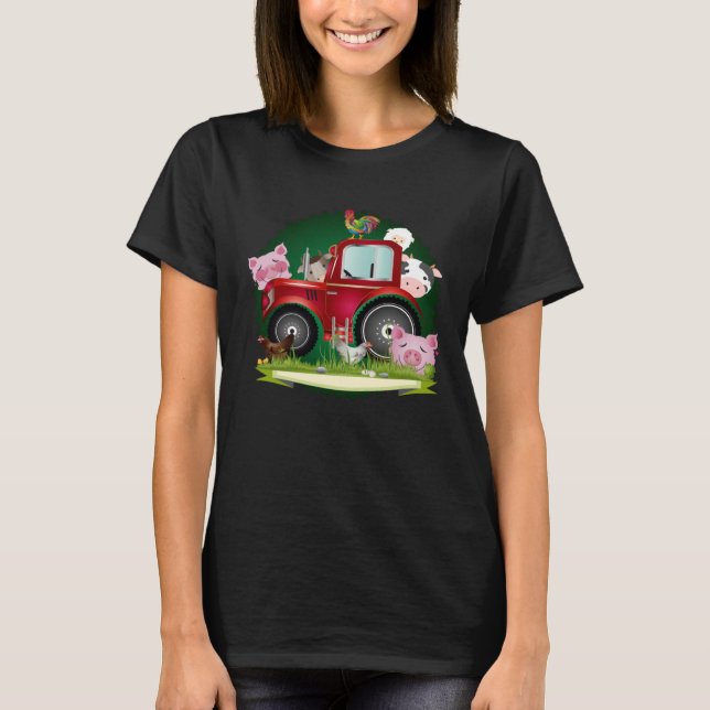 Nutztiere mit rotem Traktor T-Shirt (Vorderseite)