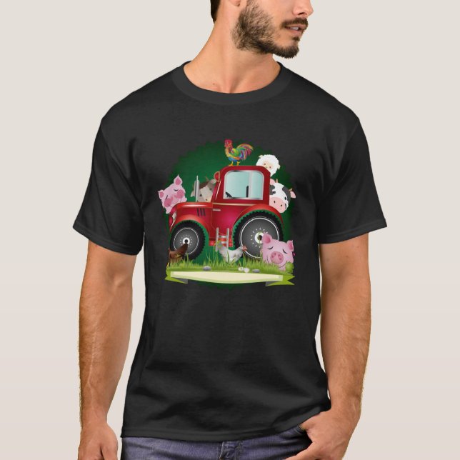 Nutztiere mit rotem Traktor T-Shirt (Vorderseite)
