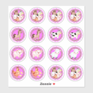 Nutztiere Set barnyard Gingham hellrosa Aufkleber