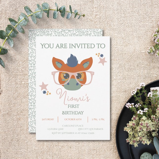 Nutztiere zum Geburtstag Einladung (Farm Animal Birthday Invitation Donkey)