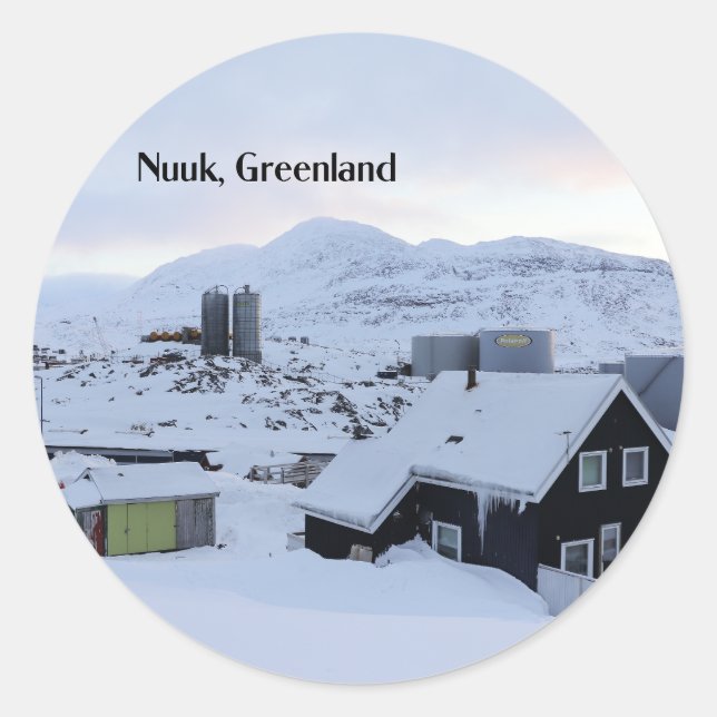 Nuuk, Greenland landscape photograph Runder Aufkleber (Vorderseite)