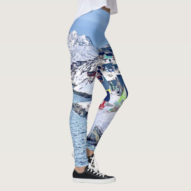 Nuuk Grönland farbenfrohe Häuser arktische Landsch Leggings (Rechts)