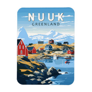 Nuuk Grönland Reise Kunst Vintage Magnet