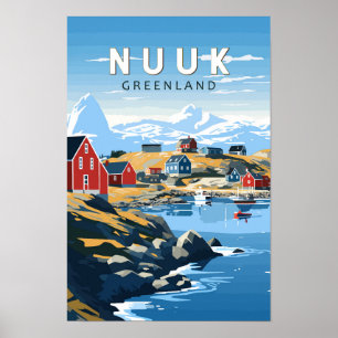 Nuuk Grönland Reise Kunst Vintage Poster