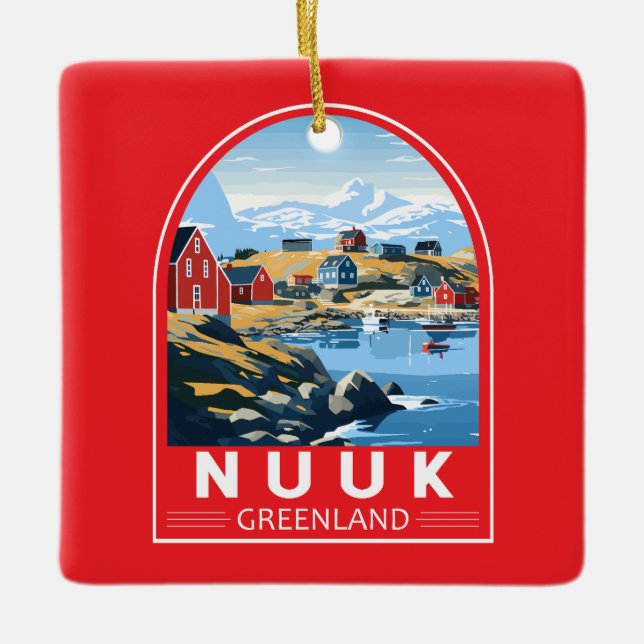 Nuuk Grönland Reisen Vintag Keramikornament (Vorderseite)