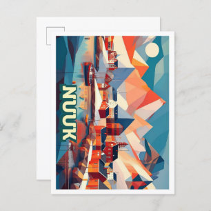 Nuuk Grönland Travel künstlerisch farbig Postkarte