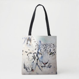 Nuzzling Aquarell-Schnee-Leoparden