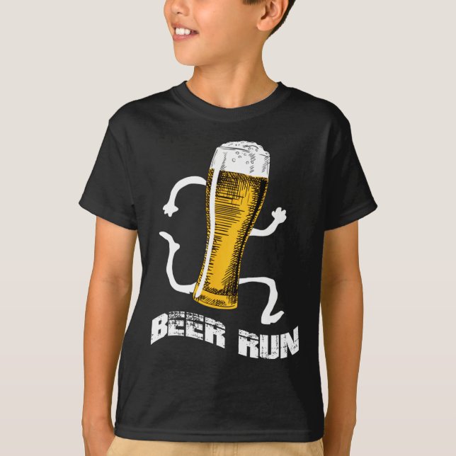 NV004 Fun Beer s For Men Women Beer a run T-Shirt (Vorderseite)