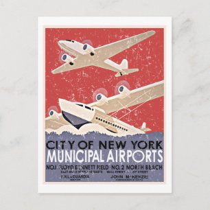 NY Airports Vintage Poster - c 1930 - Not leidend Postkarte