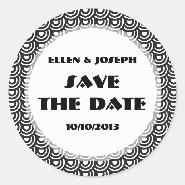 NY Art Deco Metropolitan Moderne Schwarz-Weiß Runder Aufkleber (Vorderseite)