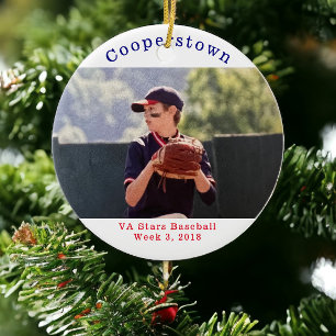 NY Baseball Player Foto Name Team Keramik Ornament