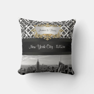 NY City Skyline BW 431 Damask Pillow Kissen