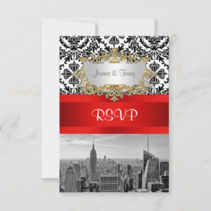 NY City Skyline BW 432 Damask UAWG 1 RSVP Karte