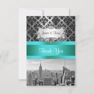 NY City Skyline BW B3 Damask F2 - Vielen Dank Dankeskarte