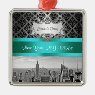 NY City Skyline BW B3 Damast F2 - Ornament