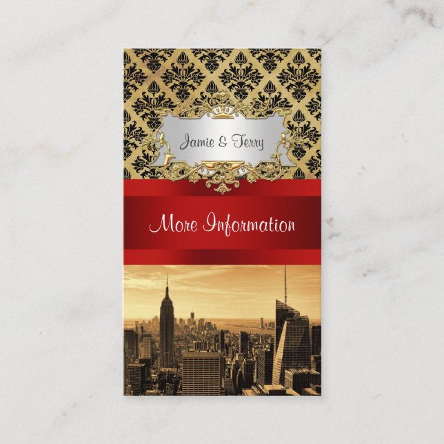 NY City Skyline Sepia B4 Damask Info Card Begleitkarte (Vorderseite)