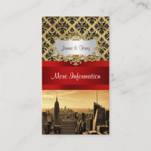 NY City Skyline Sepia B4 Damask Info Card Begleitkarte