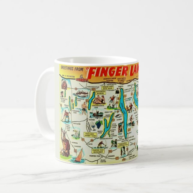 NY Finger Lakes Map Tasse (Vorderseite Links)